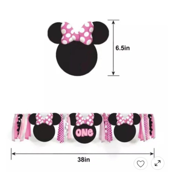 Disney Minnie Mouse ONE 1st Birthday High Chair Banner - Picture 4 of 6